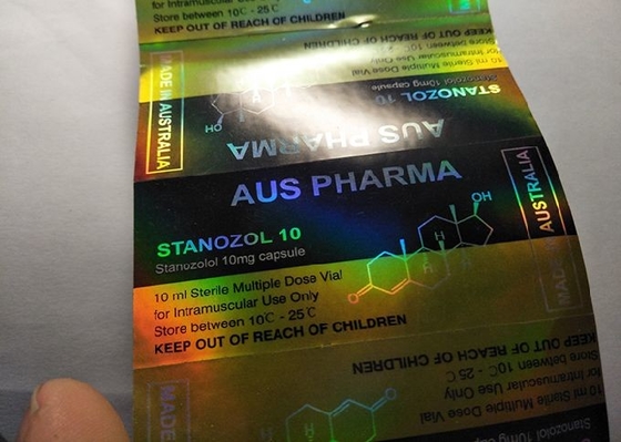 قنينة زجاجية ذهبية اللون الهولوغرام تسميات تسميات زجاجة صيدلية من Aus Pharma Design