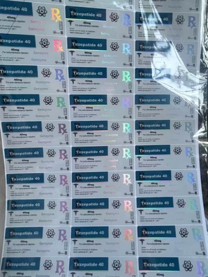 تيرزيباتيد 40mg الببتيدات العلامات الملصقة على القارورة الزجاجية مع تصميم مخصص