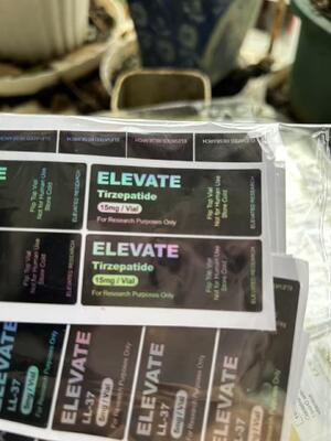 ملصقات زجاجات صغيرة بتيرزيباتيد 15 مجم 20 مجم 30 مجم بتقنية الهولوجرام والليزر PET