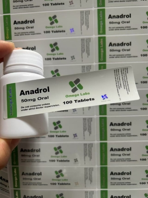 ملصقات أقراص Anadrol الفموية الورق / PET / مادة PVC للزجاجات البلاستيكية 50mg
