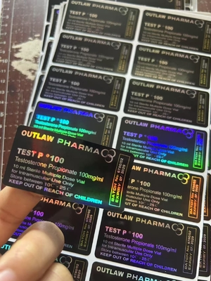 ملصقات زجاجة Testo Propionate 100mg Hologram Laser 10ml ، لمسة نهائية لامعة ملصق زجاجة متعدد الجرعات