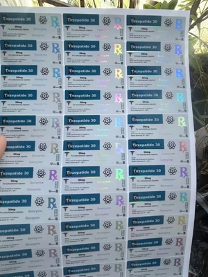 تيرزيباتيد 40mg الببتيدات العلامات الملصقة على القارورة الزجاجية مع تصميم مخصص