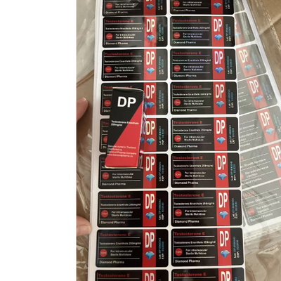 Waterproof Customizable Size Glossy Finish Glass Vial Labels for 10ml Pharmaceutical Bottles