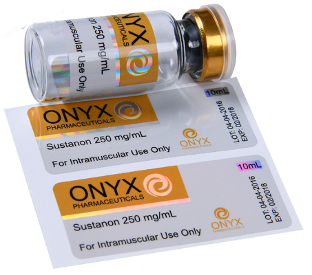 تصميم مجاني كمال الأجسام المخصصة SUS 250 حقن القوارير الانسدادية الملصقات صناديق UV لامعة PVC PP ملصق ملصق هولوغرافي