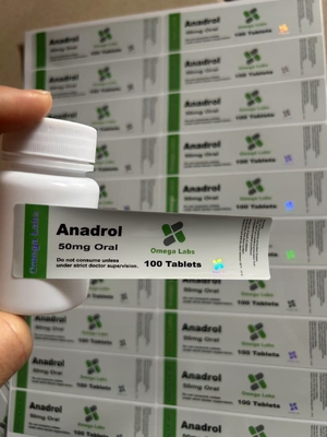 ملصقات أقراص Anadrol الفموية الورق / PET / مادة PVC للزجاجات البلاستيكية 50mg