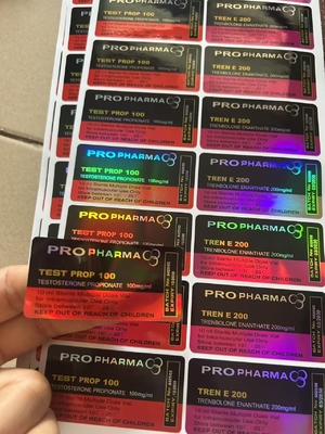 ملصقات زجاجة Testo Propionate 100mg Hologram Laser 10ml ، لمسة نهائية لامعة ملصق زجاجة متعدد الجرعات
