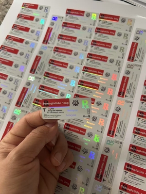 سيماجلوتيد 1mg ملصقات القارورة الصغيرة 5x2cm هولوغرام ليزر تأثير 2ml 3ml ملصقات القارورة