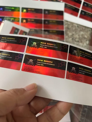 ملصقات زجاجات HCG 5000iu 2ml زجاجية مقاومة للماء مع مادة الورق/البولي إيثيلين تيرفثالات/البولي فينيل كلورايد