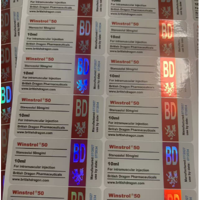 Waterproof Customizable Size Glossy Finish Glass Vial Labels for 10ml Pharmaceutical Bottles