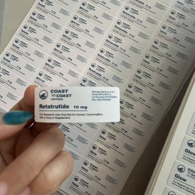 البيع 10mg عازلة للماء اللمعان النهاية حجم مخصص ملصقات القارورة للزجاجات الببتيد والملصقات اللاصقة