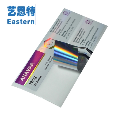 زجاجات حبة PET 10mg الهولوغرام ملصقات قنينة زجاجية لامعة